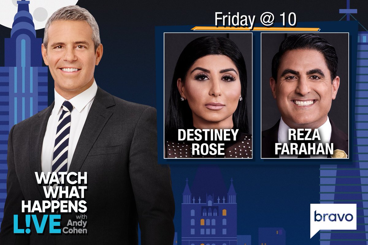 BravoWWHL's tweet photo. TONIGHT at 10/9c it's #WWHL @ Home w/ #Shahs stars @_DestineyRose_ &amp; @RezaFarahan! #WWHLatHome https://t.co/IqdaKvSb4S