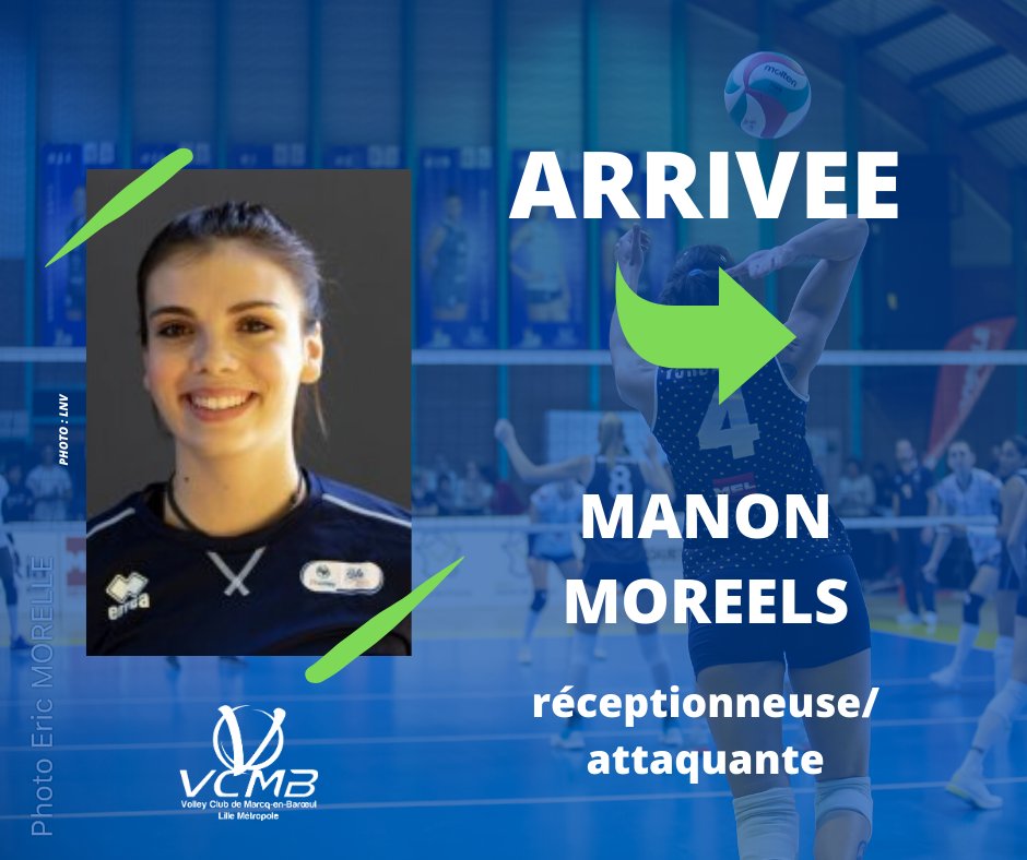 Marcqvolley's tweet photo. [MERCATO]

💥 Nouvelle recrue pour le #VCMBLM pour la saison 2020-21 !
🏆 MANON MOREELS🏆
➡ Réceptionneuse/Attaquante
🇫🇷 Française 
🔝 1,78m
🔵⚪ from : IFVB (France)

🔽 Pour en savoir plus, article ici de la #VoixduNord 🔽 
https://t.co/ptOHIOjiX4

#Volley #recrue #Saison2021 https://t.co/gpEgGhu2CB