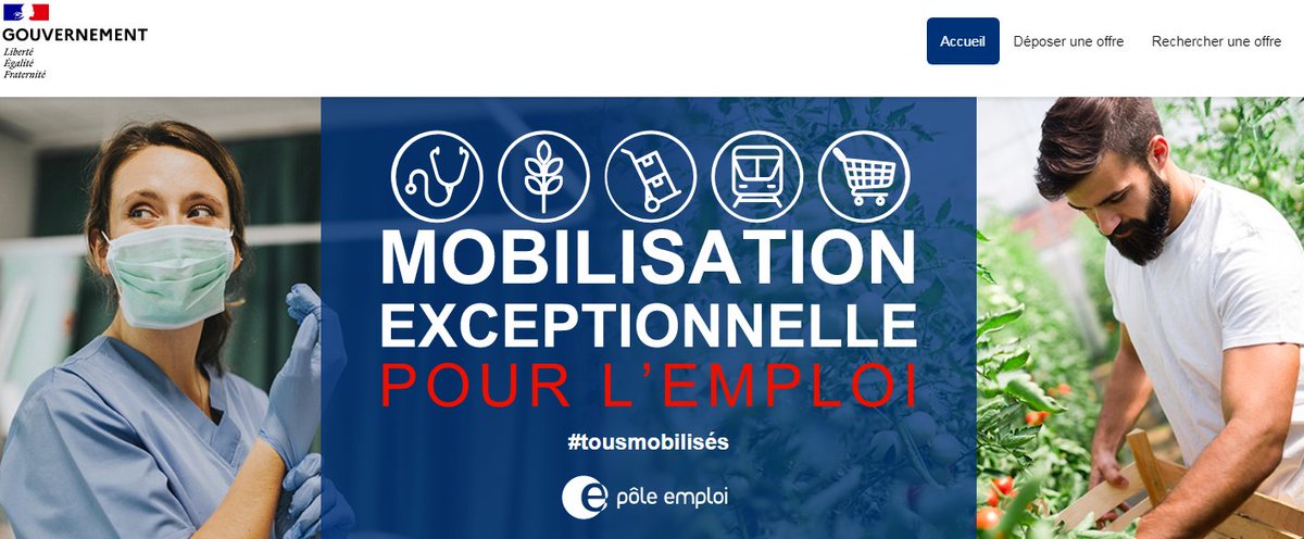 J_Sanfilippo's tweet photo. 🆕 Portée par @pole_emploi, @gouvernementFR lance sa plateforme "Mobilisation Pour l'Emploi" visant à répondre aux besoins urgents en main d'oeuvre 👉 #Santé #Agriculture #AgroAlimentaire #TransportsLogistique, #AideADomicile #Énergie #Télécommunication
✅ https://t.co/O7duCVzQ1t https://t.co/GbixRV0vm1