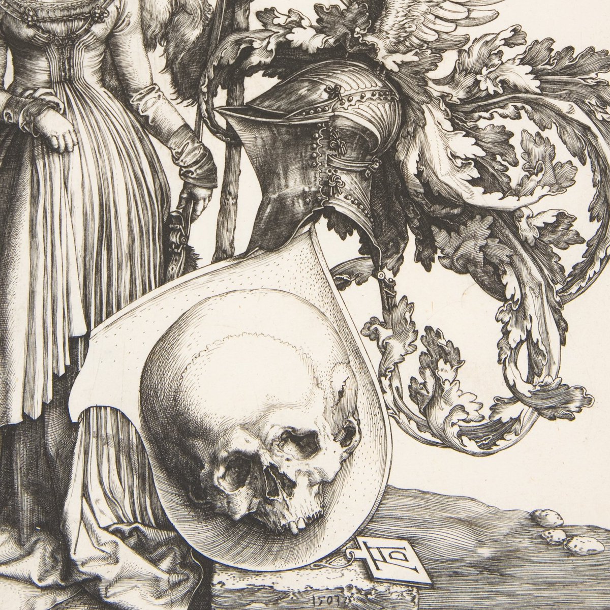 The 'momento mori' message (to live life to the fullest, because death comes for us all) continued to be a popular theme in  #medieval and  #Renaissance art, especially in Germany and the Netherlands, as seen in the work of masters like Albrecht Dürer ( @metmuseum inv 19.73.113)