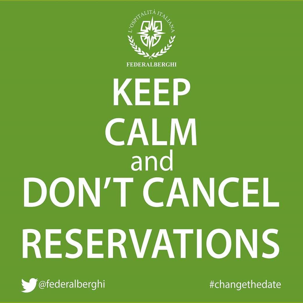 FederalberghiLZ's tweet photo. Flessibilità delle prenotazioni - campagna
#noncancellare ➡️ #cambialadata
#dontcancelreservations ➡️ #changethedate
#federalberghi https://t.co/05c1FrV34s