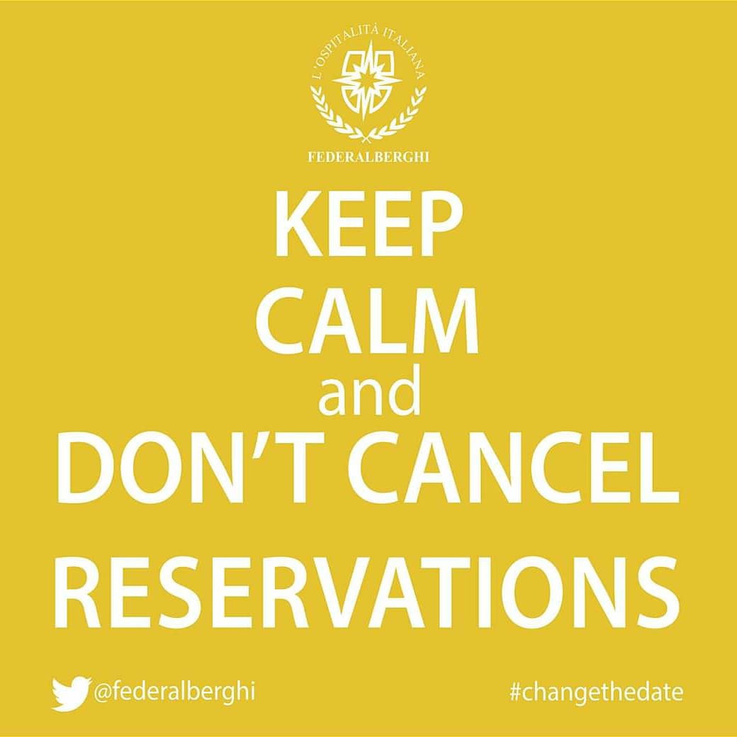 FederalberghiRM's tweet photo. Flessibilità delle prenotazioni - campagna 
#noncancellare ➡️ #cambialadata
#dontcancelreservations ➡️ #changethedate
#federalberghi https://t.co/6jknfAANT3