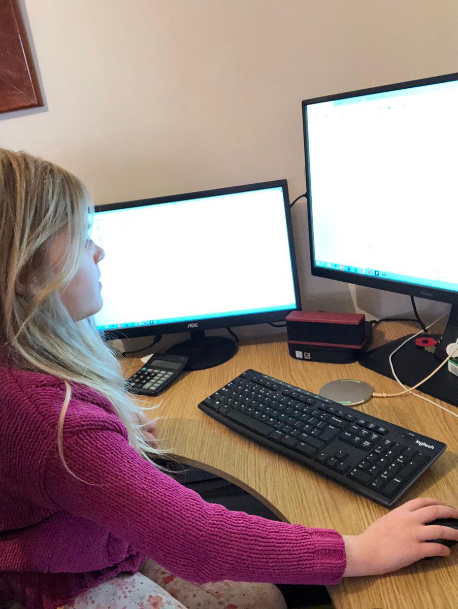Jessica311281's tweet photo. This morning Millie has been practicing to be an accountant just like her daddy.❤️ https://t.co/nBV0bJX3FB