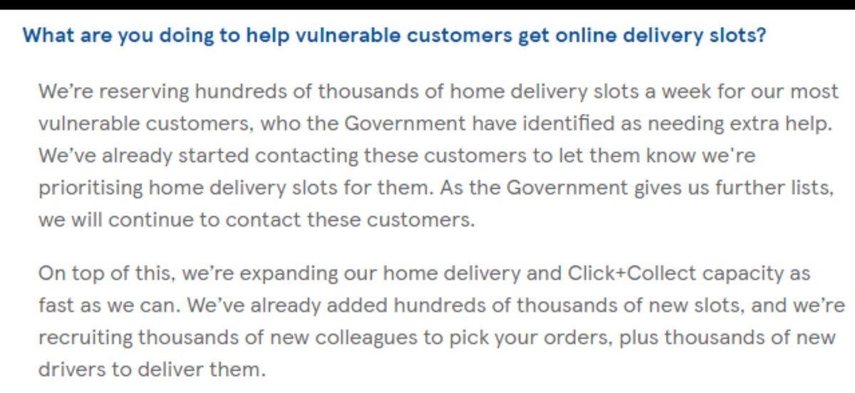 Want more information on @tesco delivery slots for the vulnerable.  Click on the link..... tesco.com/help/priority-…
