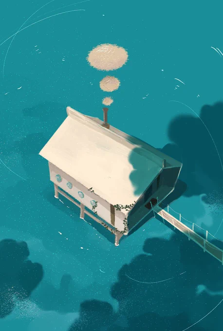 海の上に建つものたちが好きすぎて描くのやめられない、伝われ〜 