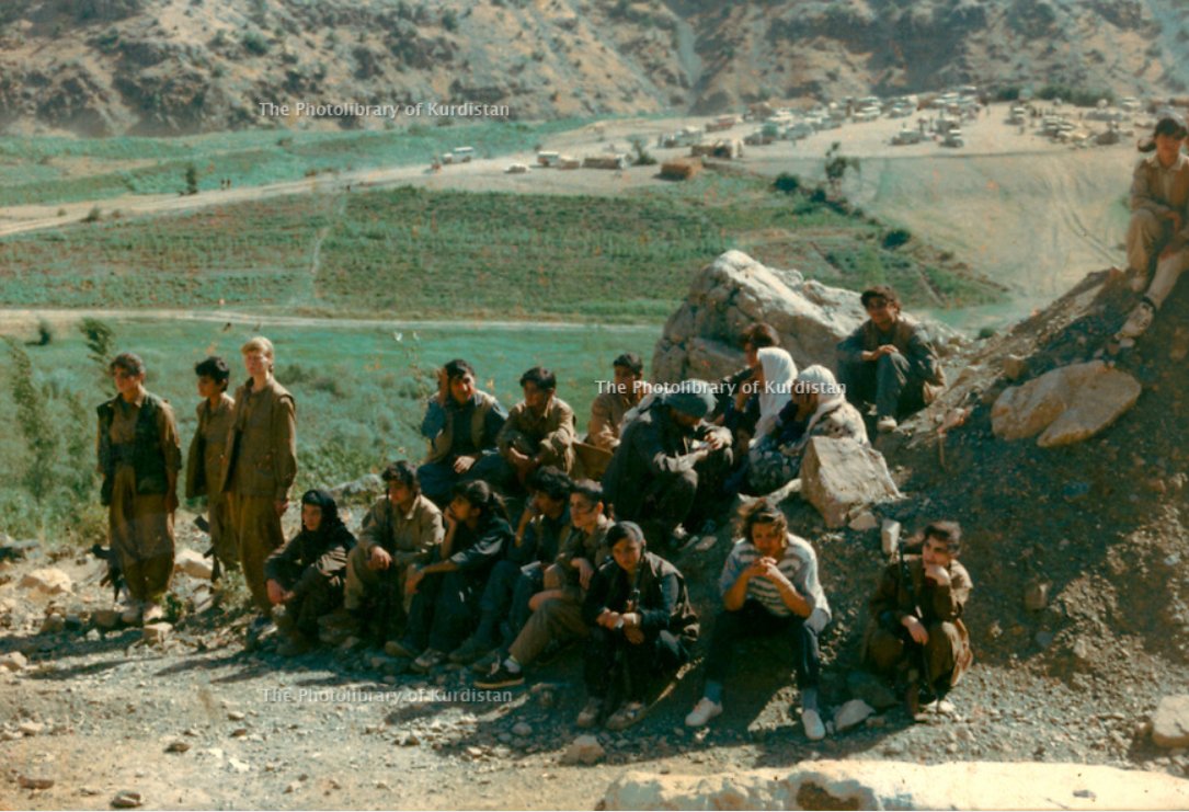 ARGK fighters with members of their family visiting them, southern Kurdistan 1993