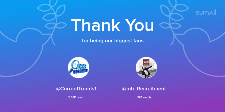Our biggest fans this week: CurrentTrends1, mh_Recruitment. Thank you! via sumall.com/thankyou?utm_s…
