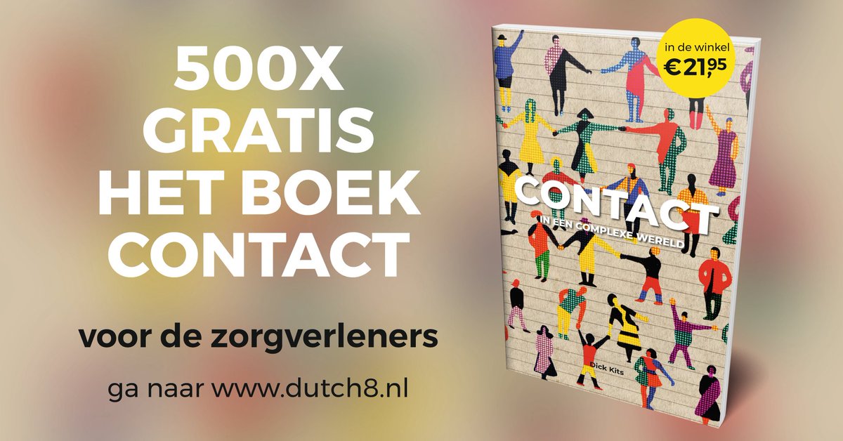 Terwijl we massaal afstand moeten houden, is contact met patiënten intensiever dan ooit. Beste zorgverleners, voor jullie fantastische inzet: 500 x het boek CONTACT cadeau.
Bestel gratis vóór 8 mei a.s. Ga naar: dutch8.nl