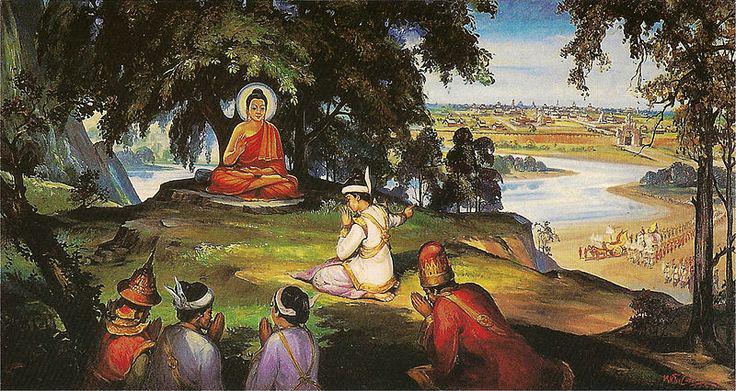 He was a friend of Gautam Buddha and constructed monestary for the stay of the Buddha.He was also the father of Vimala Kodana, from Amrapali of Vaishali.Images of Buddha meeting Bimbisara