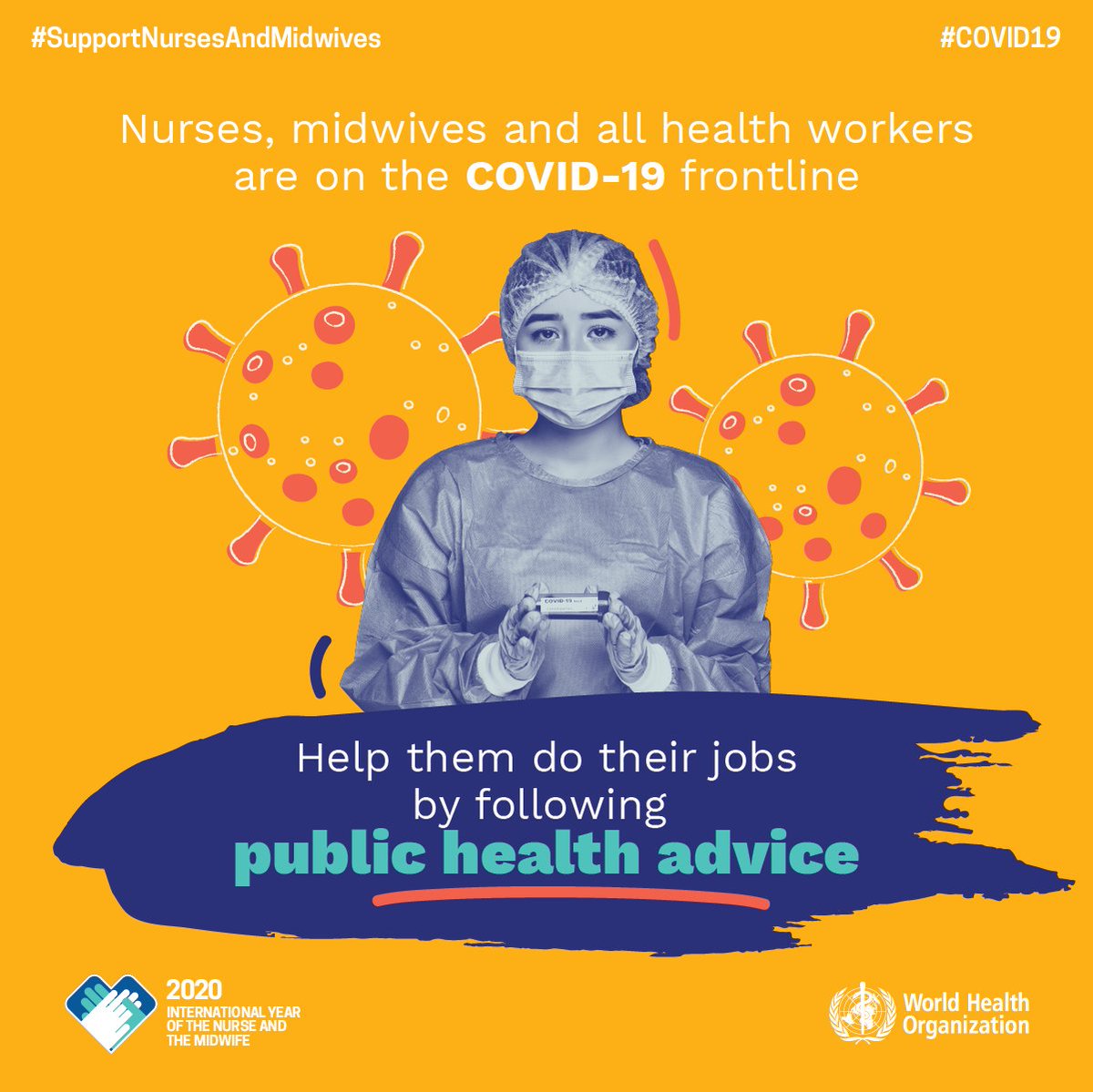 Nurses are at the frontline of battling pandemics like  #COVID19.On  #WorldHealthDay   and every day, let’s show our gratitude by doing our part and following public health advice from WHO and national health authorities:  http://who.int/COVID-19  #SupportNursesAndMidwives