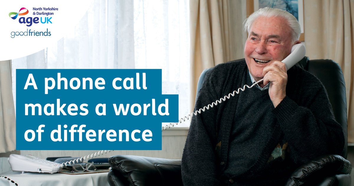 A phone call can make a world of difference to an older person isolated by #coronavirus
Our Good Friends befriending service offers regular phone calls to make sure that they are OK. 
Call 0300 30 20 100 for more details or email enquiries@ageuknyd.org.uk #EndLoneliness