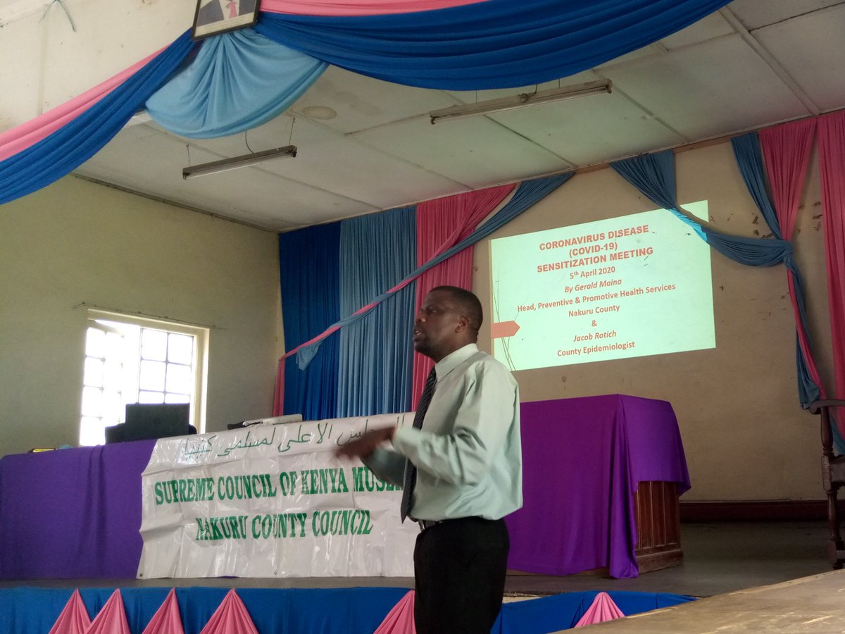 YSirleym's tweet photo. Representing @ASKlab_kenya in #COVID19 sensitization meeting organized by @supkemKE Nakuru &amp; #Health_Services_Nakuru_county, to educate community leaders on how to handle and care for the #covidVictims and the #deadVictims

#nakuruoncorona 
@MOH_Kenya
@ASKlab_kenya
@kot https://t.co/buwuA6Xoeh