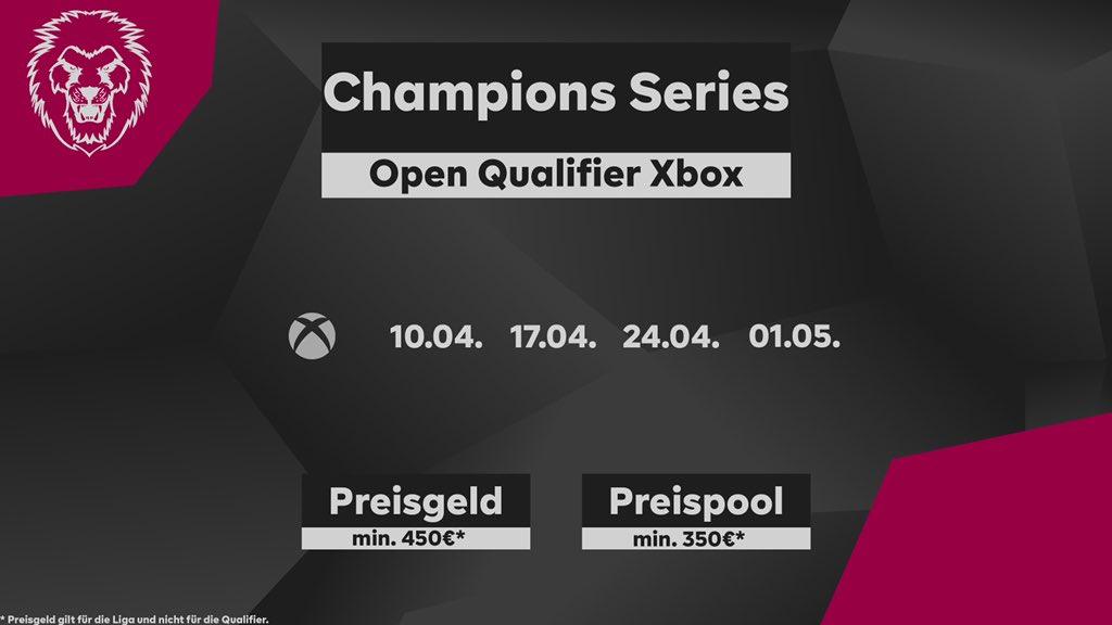 ebattleGG's tweet photo. ⚠️GERMAN ,,Champions‘‘ SERIES⚠️

Am Freitag um 19.00 startet die Xbox Qualifikation zur G,,Champions‘‘S 🏆
>> Anmeldung unter: https://t.co/0aGsKnyE6A
#gcs #r6s #liga #gccup #xbox
@RainbowSixDE @XboxDACH https://t.co/iiN6MedzXH