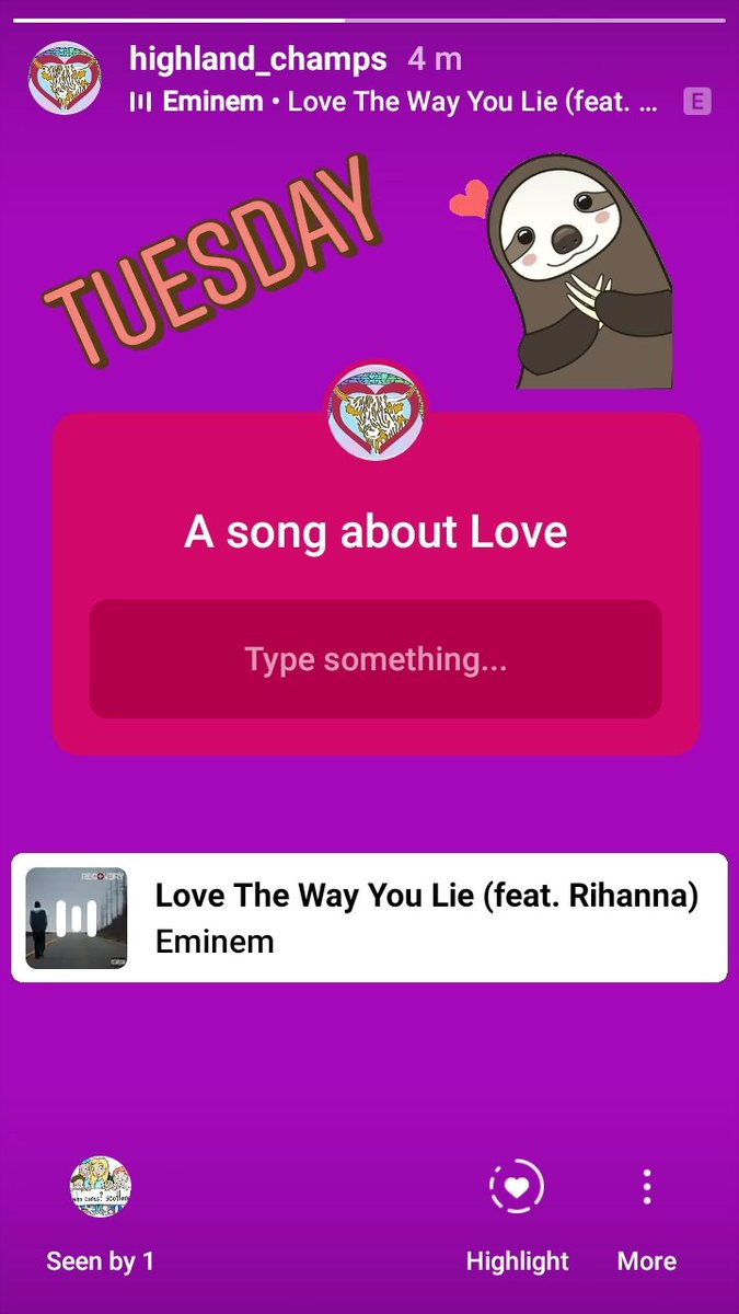 CHAMPShighland's tweet photo. Over 4 hours of quality tunes guys!!! Thank you and keep them coming. Love hearing some tunes i haven't heard before 💜 LB
Day 12-A song about love 😍
#highlandchampscoronatunes 
@Eminem @rihanna https://t.co/NHeQgTQssx