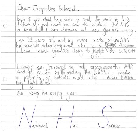 St George S Nhs Ft Thank You To 11 Year Old Iliana For This Beautifully Written Letter To Our Chief Executive Totterdelljac Iliana Found Out Who Jacqueline Was And Asked Her Mum Selina
