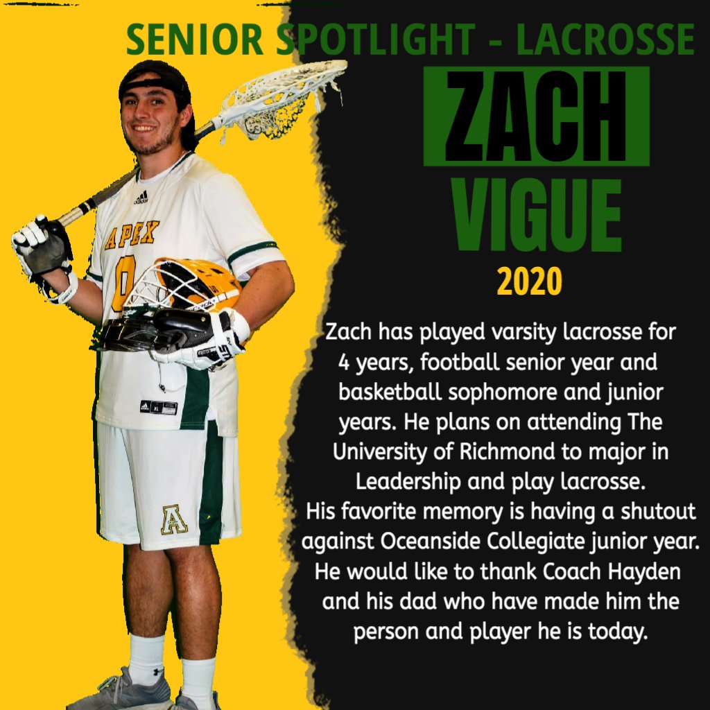 Today's Apex Men's Lax Senior Spotlight features Zach Vigue! <a href="/apexlax/">Apex Lacrosse</a>