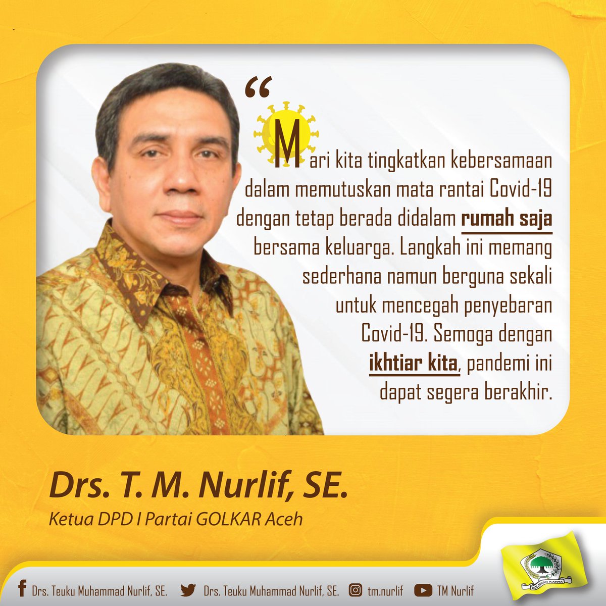 TM_Nurlif's tweet photo. #indonesialawancorona 
#golkarpedia 
#golkarbangkit 
#corona 
#SajanTMNurlif https://t.co/NWZBBfRSud