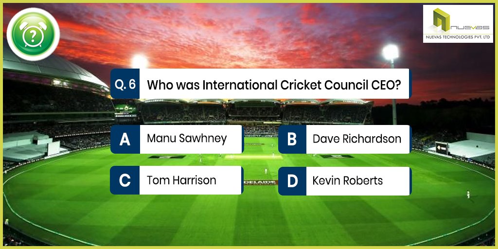 Nuevas_tech's tweet photo. IT'S TIME FOR THE QUIZ!
Comment the Right answer below✍

Q6. Who was International Cricket Council CEO?

#ContestAlert #ContestIndia #ContestTime #ContestAlertIndia #nuevastech #Contest #QuizKnock #GPS #satelite #Quiztime #quiz #Cricket #CricketforAll https://t.co/sZ3wo7H2PY