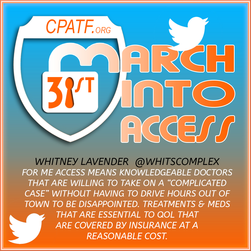 MyGeneticMeds's tweet photo. "For me Access means knowledgeable doctors that are willing to take on a 'complicated case' without having to drive hours out of town to be disappointed." - Whitney Lavender @WhItscomplex #MarchInfoAccess
Join @AccessTaskForce 8pmET 3/31/2020 #PatientAccessChat https://t.co/ExL7aXYBGc