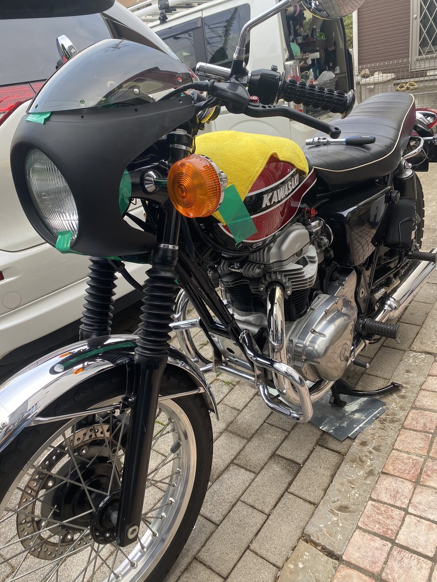 T O A W650 早く終わったので塗装前に仮付してみる すでにカッコいい予感