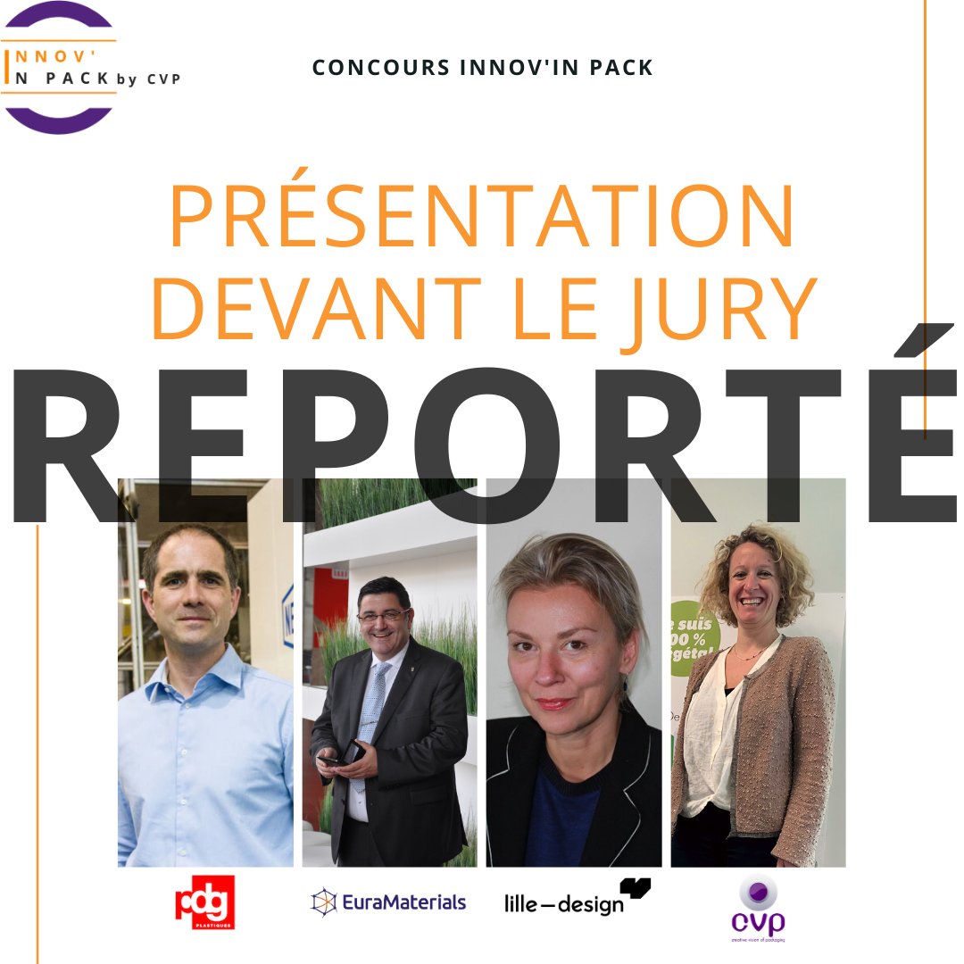 Aujourd'hui devait se dérouler la finale de notre #concours #InnovInPack.
Pour rappel, en raison des mesures prises par le gouvernement pour freiner la progression du COVID-19, la finale est reportée. Nous vous communiquerons au plus vite la nouvelle date. 🏆