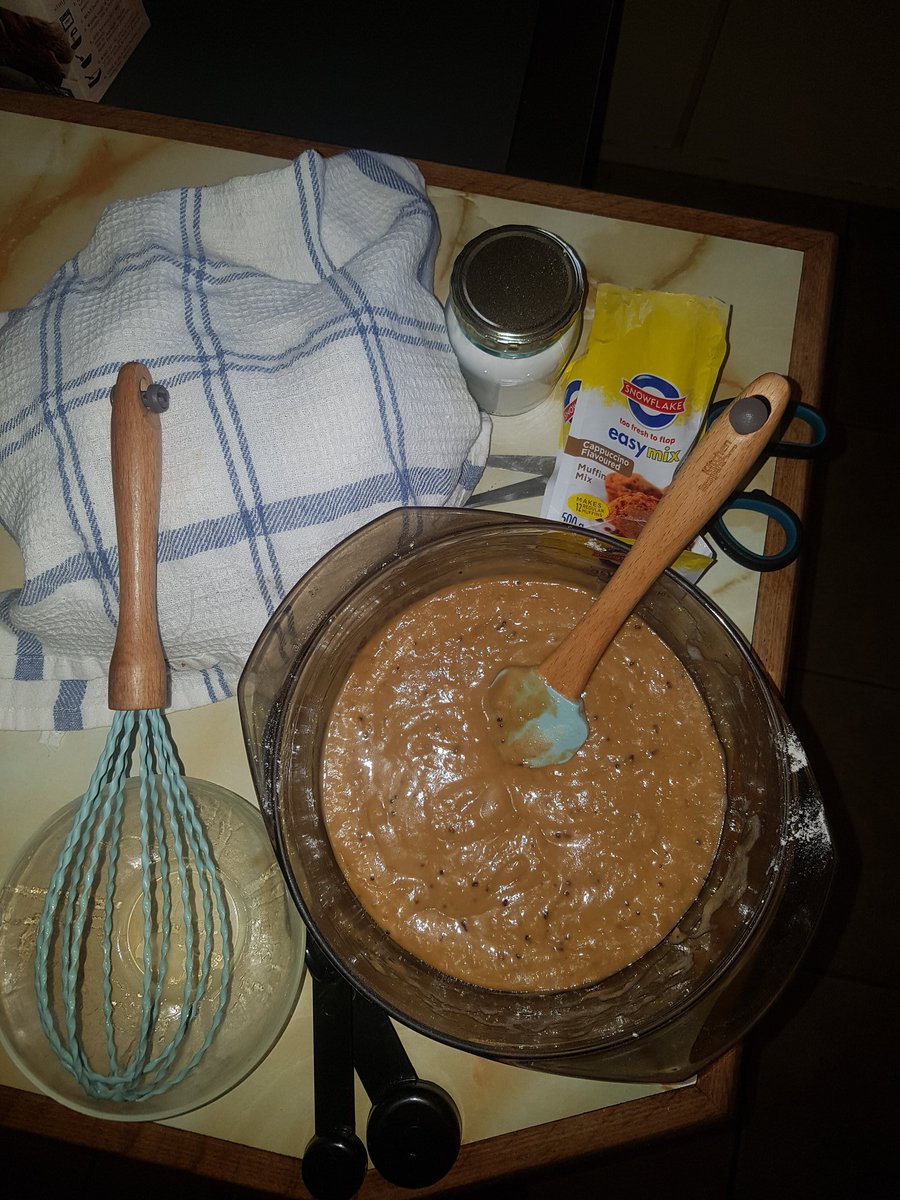 kermitthinking's tweet photo. So #Day5 of 21: woke up early this morning to have a Skype call with publishers in Ireland and realised they are 2 hour behind... So i decided to kill time an make Cappuccino muffins. What u think? Came out good hey... #LockdownSA #Covid19inSA #becomingabaker #TuesdayMorning https://t.co/VEWfec6Gcf