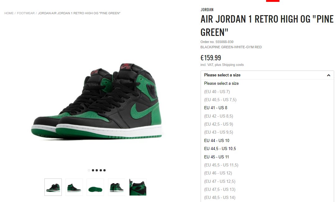 pine green jordan 1 restock
