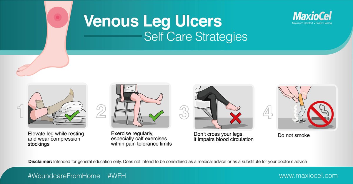 MaxioCel's tweet photo. In our #WoundCareFromHome series, learn about self-care strategies for Venous Leg Ulcers.
#LegUlcer #VenousLegUlcer #TreatmentStrategy #MaxioCel #AdvancedWoundCare #AxioBio #AdvancingCare #MedTech #WoundHealing #WFH https://t.co/ffVhmeYh8O