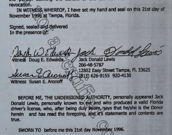 21. Look closely at the restraining order Don filled out against Carole: his signature doesn't match the one on the Power of Attorney, which handed control to Carole in the event of his disappearance. When I asked Carole abt this, she said: "He could barely read or write anyway."