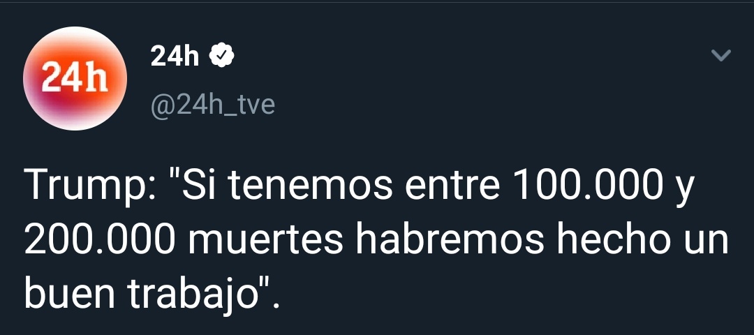eljueves's tweet photo. Tiene que ser precioso ser americano y oír a tu presidente decir que si palman 200.000 personas de coronavirus, exitazo absoluto. https://t.co/gtmoYknQ64