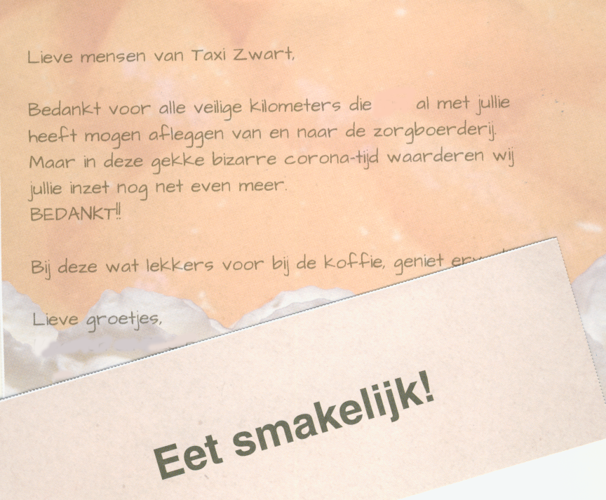 Vanmorgen ontvingen we van een klant een taart met dit kaartje erbij. Wat een ontzettend lief gebaar! #COVID19