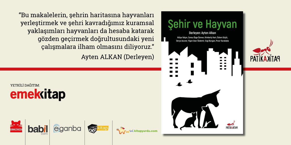 Ayten Alkan'ın derlediği "Şehir ve Hayvan" çıktı!
Alkan'ın kitapta ayrıca, şehir kuramının geçmişten günümüze eleştirel bir değerlendirmesi niteliğindeki makalesi bulunuyor.
Satın almak için: 
eganba.com/sehir-ve-hayva…
#kitap