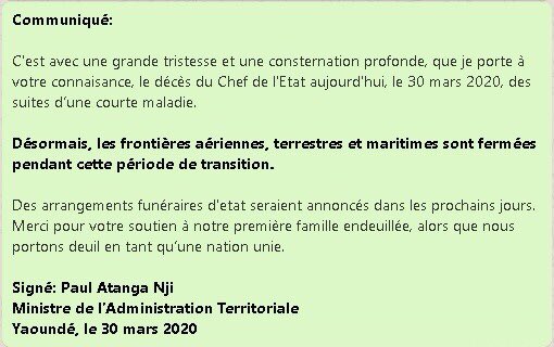 ITBMINCOM's tweet photo. 2/3

*Désormais, les frontières aériennes, terrestres et maritimes sont fermées pendant cette période de transition.* https://t.co/PJW4MzK1zT