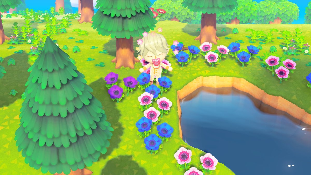 青木志貴 Ar Twitter 紫のアネモネ咲いた どうぶつの森 Animalcrossing Acnh Nintendoswitch