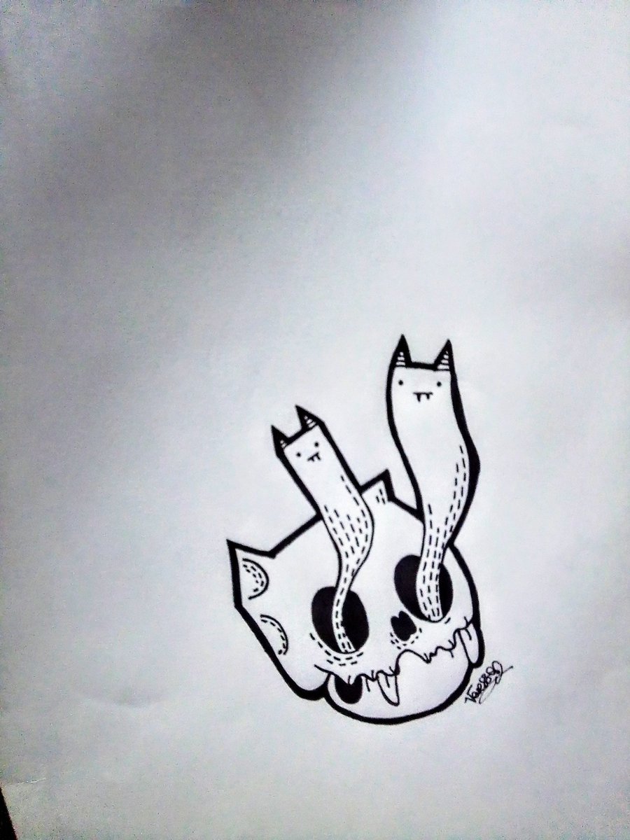 HelloImTired_'s tweet photo. Skeleton + cats 💀🐈 #drawing https://t.co/OShs3sruow
