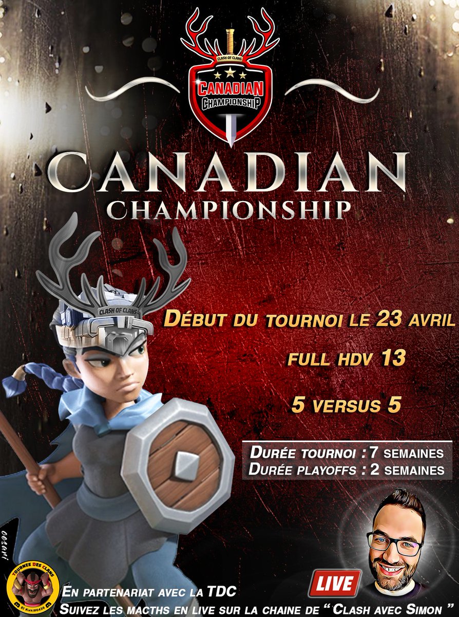 BulldogSD1's tweet photo. Salut tlm, un grand tournois Canadien de Clash of Clan se prépare. Rejoindre le serveur discord pour plus de détail et inscription. 
Hello everyone. A big Canadian championship is coming really soon.discord server for information and inscription 
https://t.co/wwc8pSQUCJ https://t.co/ouJiRM8w67