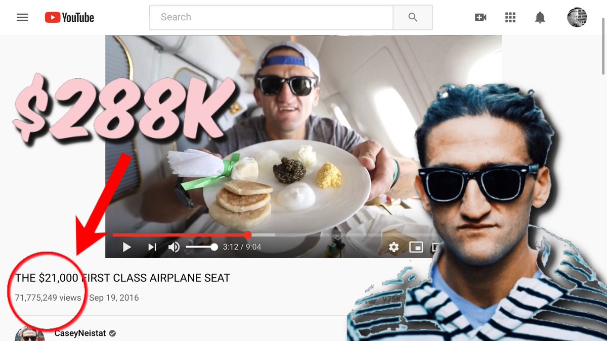 youmustwatch1's tweet photo. Casey Neistat’s Most Viewed Video &amp; How Much it Earned https://t.co/GfH1RfzewI #caseyneistat @Casey #YouTube https://t.co/g6sXrlpVO6