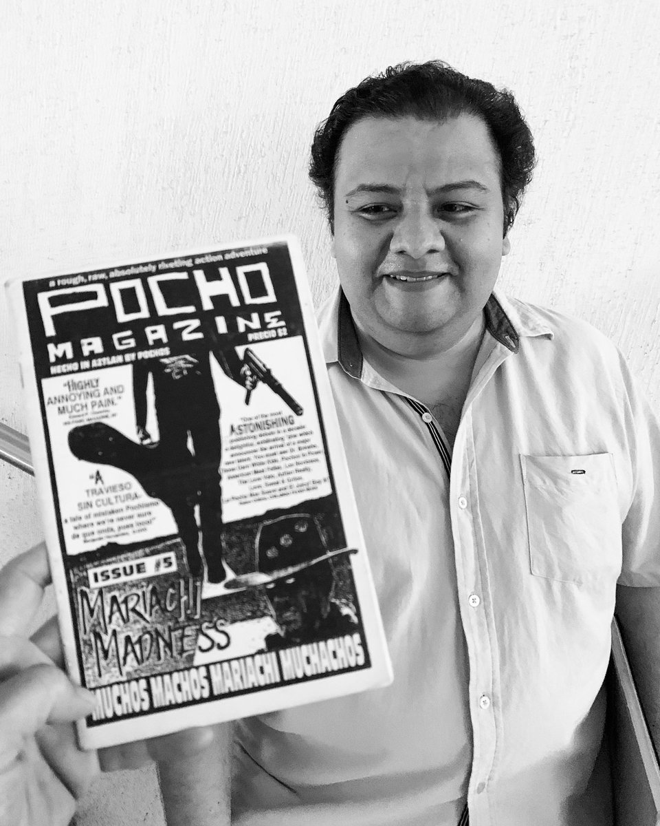 laloalcaraz's tweet photo. Speaking of OG Pocho Pride, here’s my primo Gil holding the actual Pocho Magazine I brought to Mazatlán the last time I was there, 1988! he was like 4. #legendary #zine #coEditor #pocho https://t.co/NxLCQCKWvj