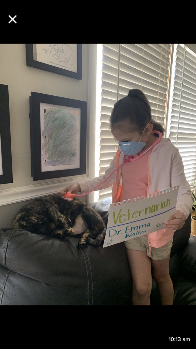 Abel dressed up like police officer and Emma is dressed like a veterinarian and taking care of her kitty. #RCSWhipsCoronavirus