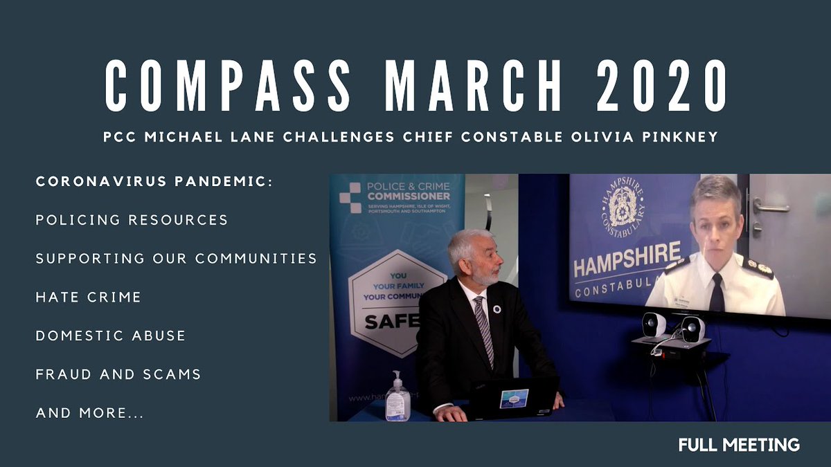 WATCH NOW: If you submitted a question to the PCC last week about the impact of the Coronavirus pandemic upon <a href="/HantsPolice/">Hampshire Police</a>, CC <a href="/OPinkney/">OGDiamond_Pinkney</a> has answered. Watch the full meeting here:  bit.ly/2JqrNqt