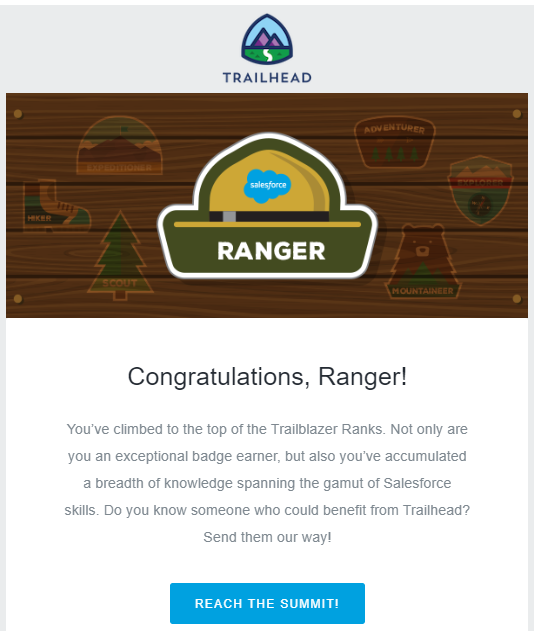 RahimiSFDC's tweet photo. And really nice touch from @salesforce @trailhead for sending me this congratulations email. Thank you. https://t.co/Oa76hDM0fN