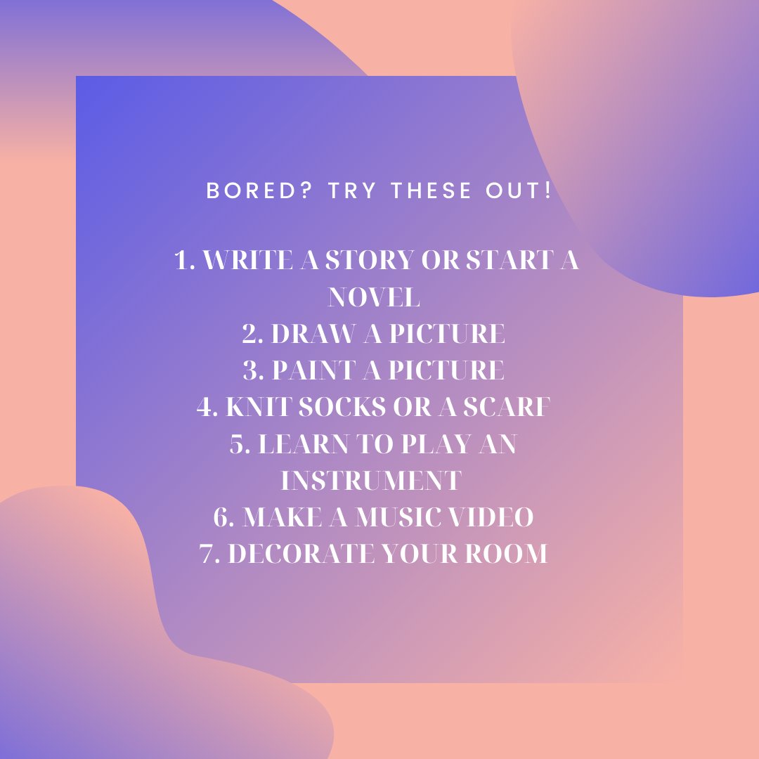 Keep the boredom at bay by trying some of these activities out this week!