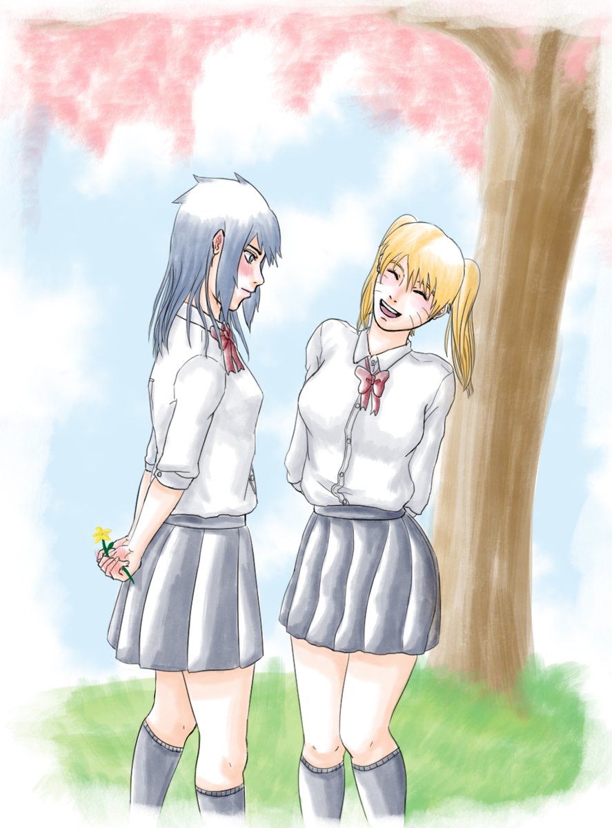 RhyoDarck's tweet photo. The spring of life.
S: There's something I want to tell you.
N: Uh? What is it?
#サスナル #sasunaru #Sasuko #Naruko #SasuNaruFem #RD #doodle https://t.co/JVNdOueTLs
