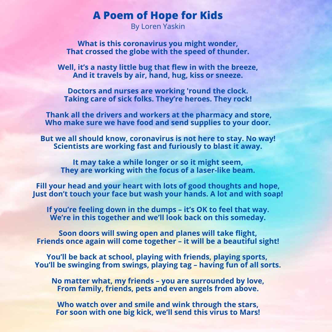 keithyaskin's tweet photo. @johnkrasinski My wife wrote this poem of #hope and #Inspiration inspiration for kids. #SomeGoodNews https://t.co/T8aHGpQ9di
