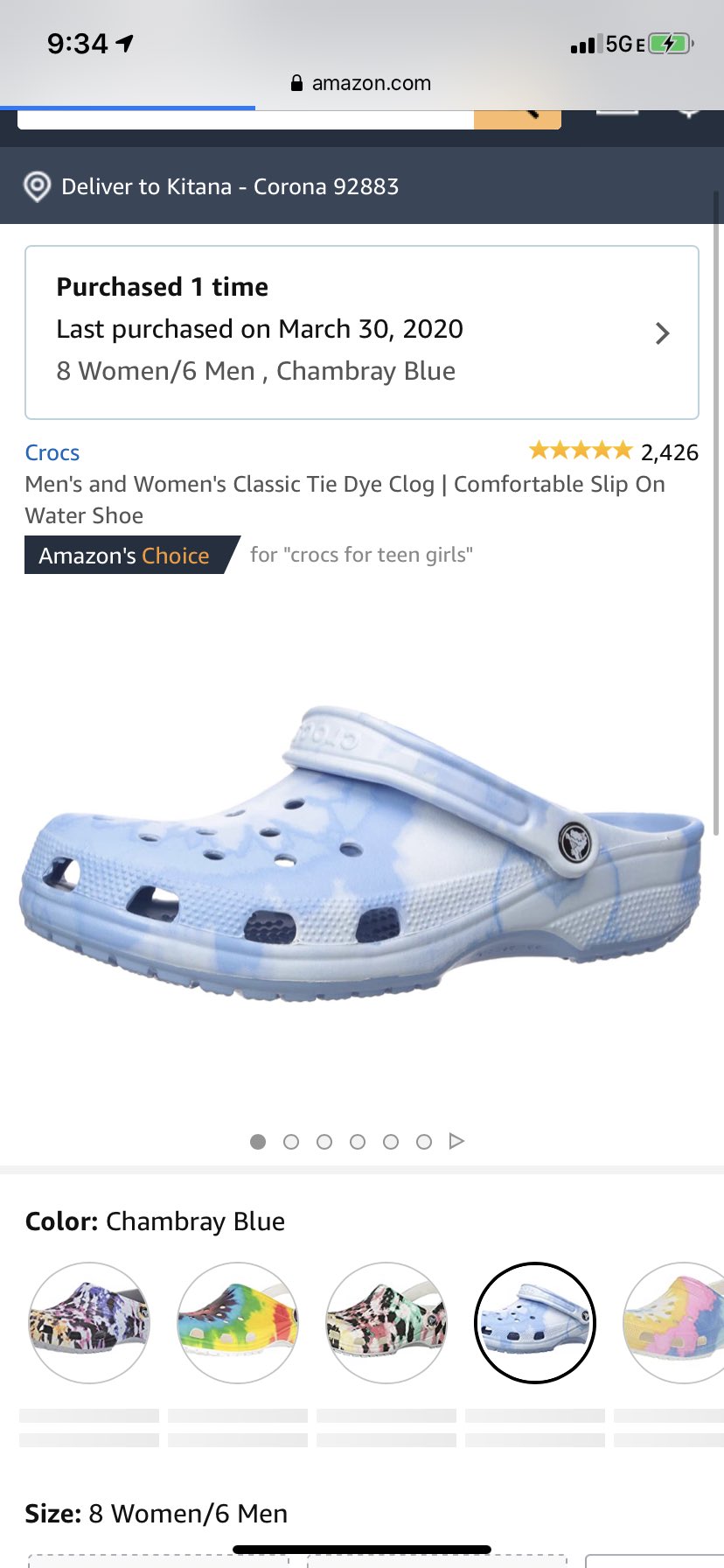 crocs tie dye chambray blue