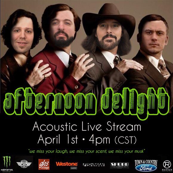 rickmonroe's tweet photo. Whammy Wednesday! We are doing 2 Live Streams! An Afternoon Delight acoustic set at 4pm(cst) and then an all cover set at 7pm(cst) turn off the world - crank up the sound! #crushquarantine #streamlife https://t.co/49k9bbNE57