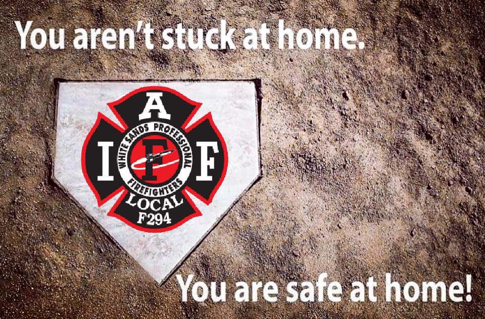 wsmrpffa's tweet photo. Firefighters stay at work for you. Please stay at home for us. #StopTheSpread https://t.co/g0LQrI9S5U