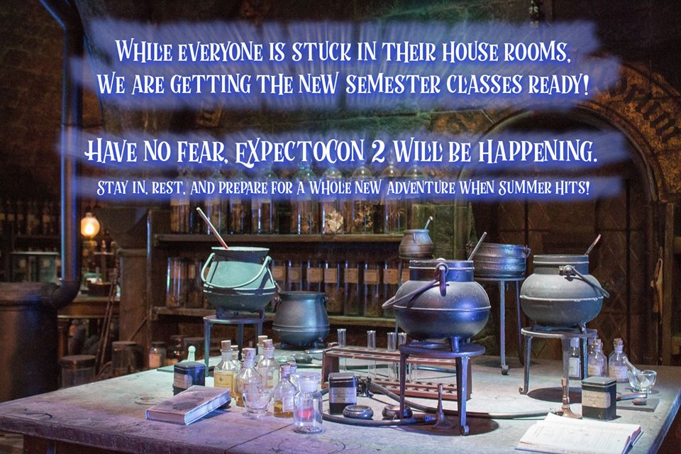 ExpectoConUSA's tweet photo. 📚 ExpectoCon 2 is currently still on the books. We are monitoring the current #covid19 situation as we're planning behind the scenes. Stay in, stay safe, and get ready for classes this summer!

#expectocon2020 https://t.co/h0M2LqKuiB