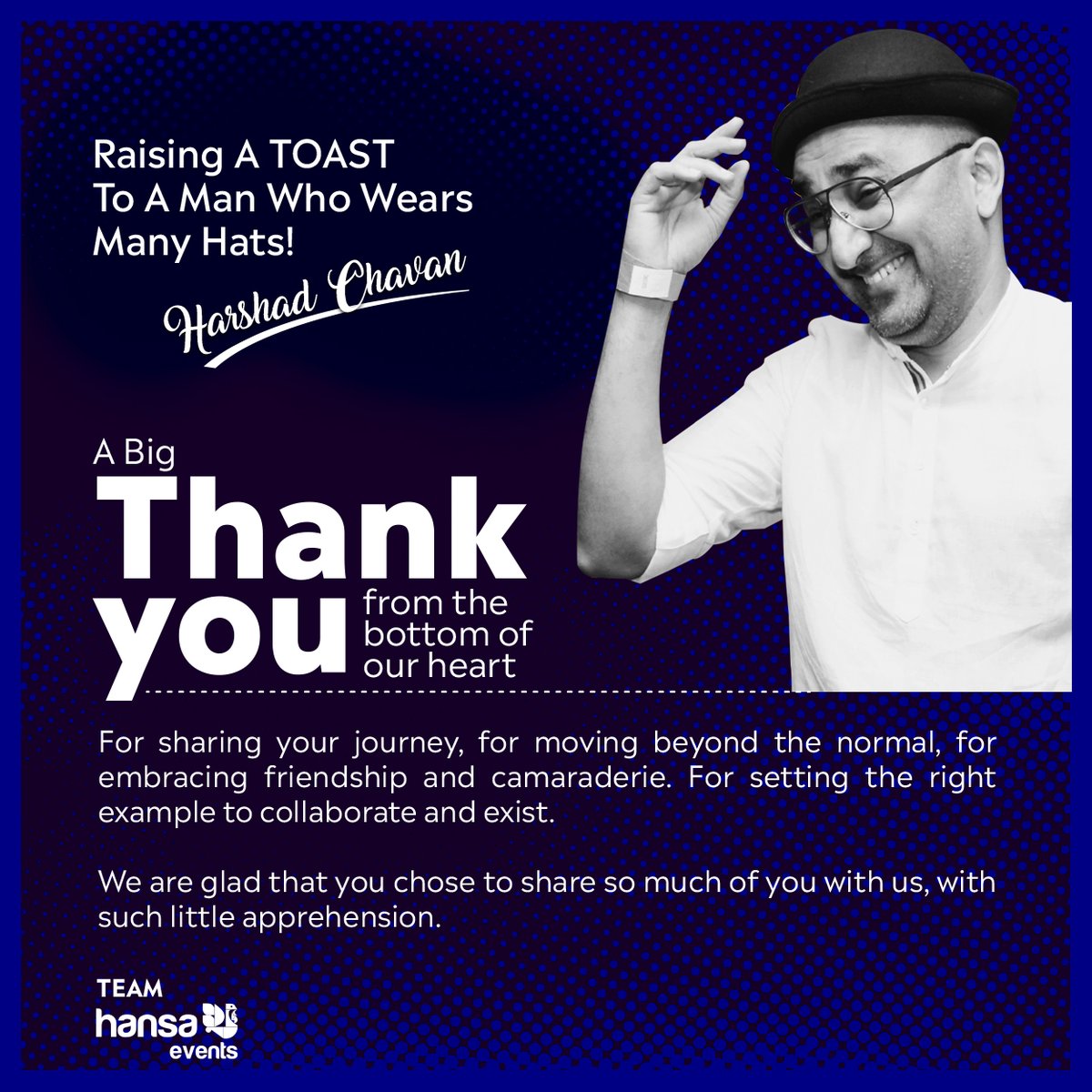 HansaEvents's tweet photo. Here's to the man who walks the talk, exudes passion and never ceases to amaze! Thank you for this amazing gesture of camaraderie and sharing your story with us, Harshad Chavan!
#HansaEvents #MasterClass #LearnUnlearn #RaisingAToast https://t.co/zcjd9V4otW
