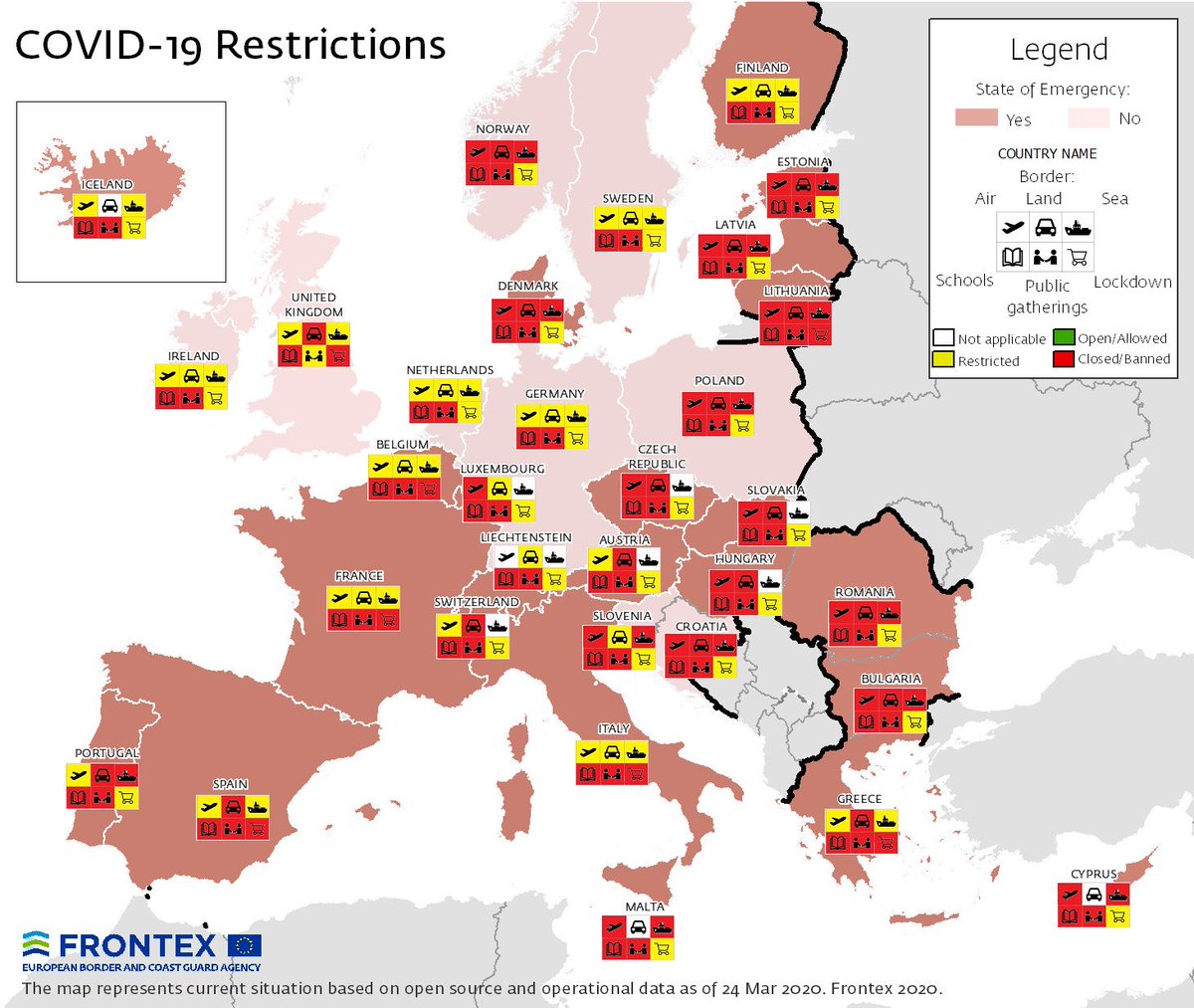 La carte des restrictions de libertés dans l’Union européenne qui fait peur #coronapocalypse